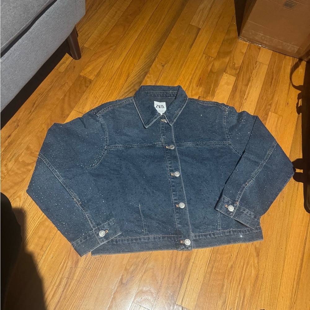 Zara  TRF  rhinestone denim jacket NEW